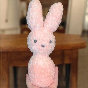Handmade Pink Soft Plush Crochet Peep Bunny Easter Holiday/Spring Decor 11”